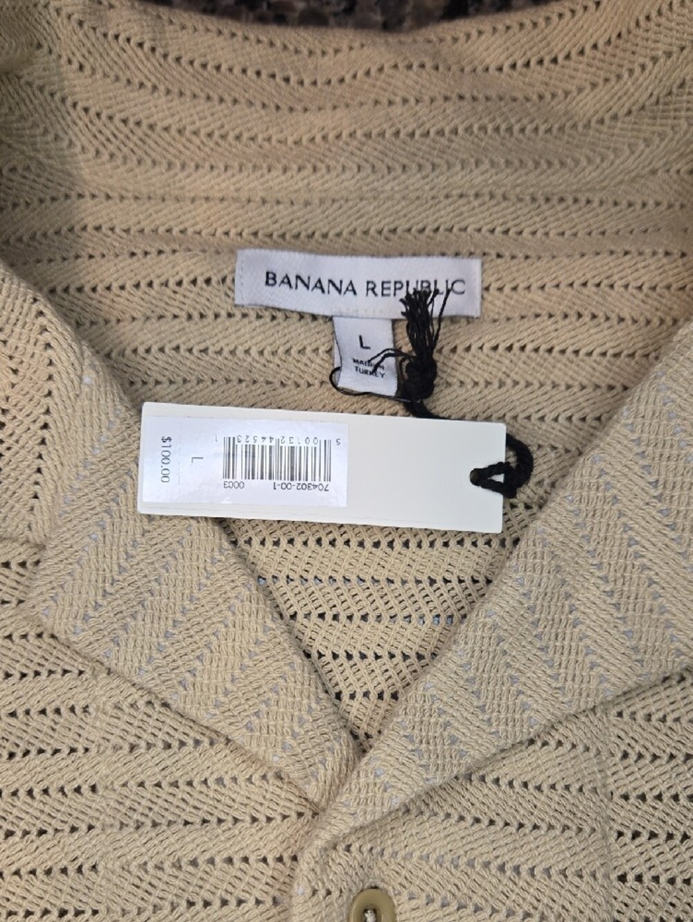 Banana Republic Herringbone Jacquard Resort Shirt Large - Picture 9 of 10